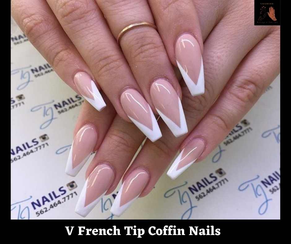V French Tip Coffin Nails