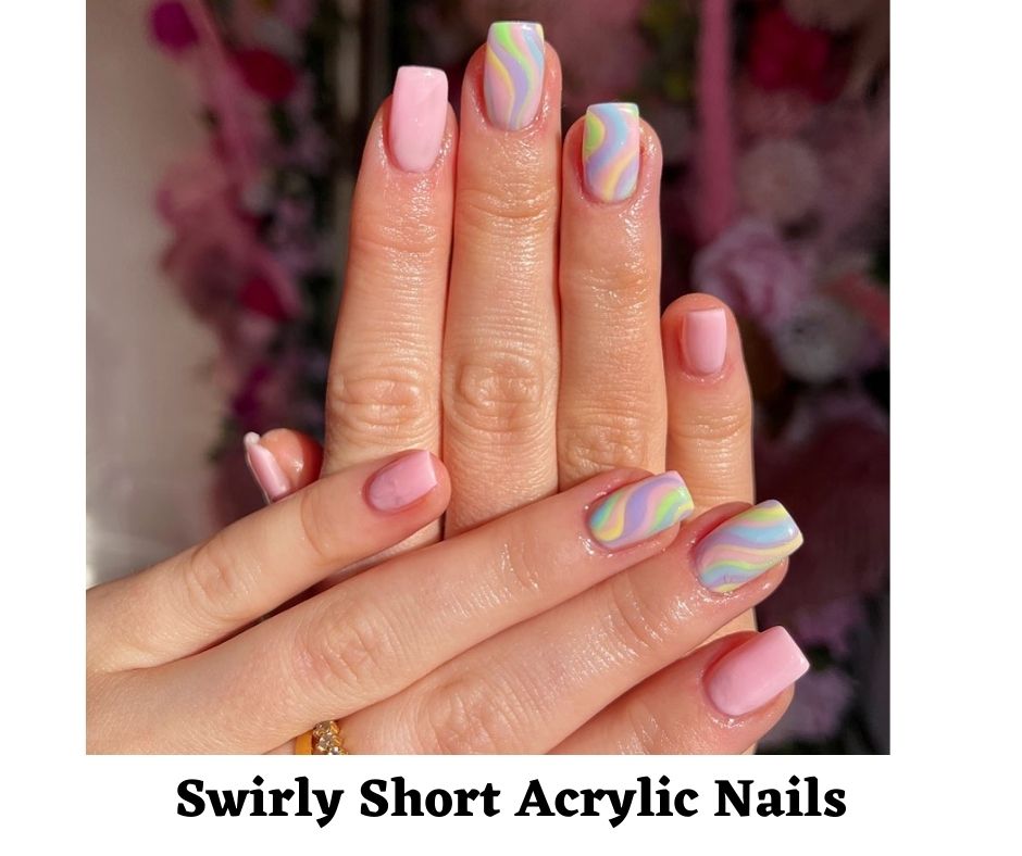 Swirly Short Acrylic Nails